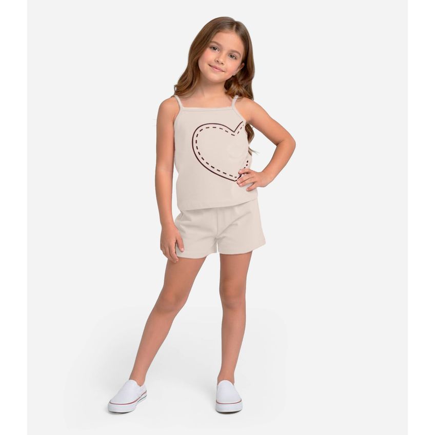 Conjunto Infantil Blusa E Shorts Feminino Select Bege 8 - imagem 3