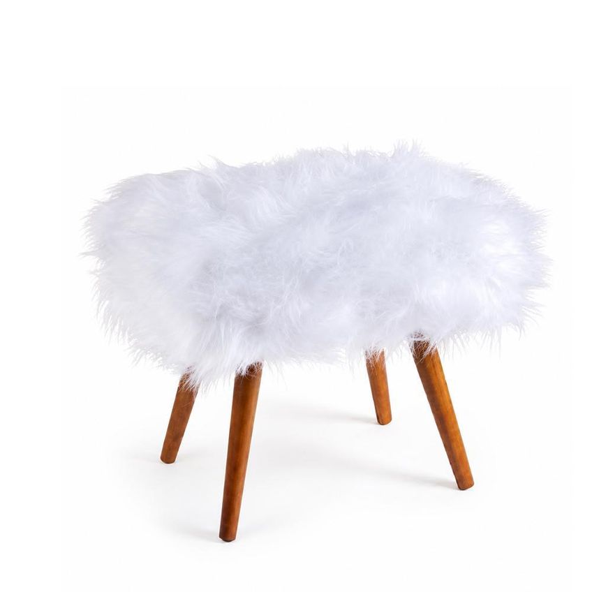 Puff Decorativo Siena Pés Palito Branco - Salaone - imagem 2