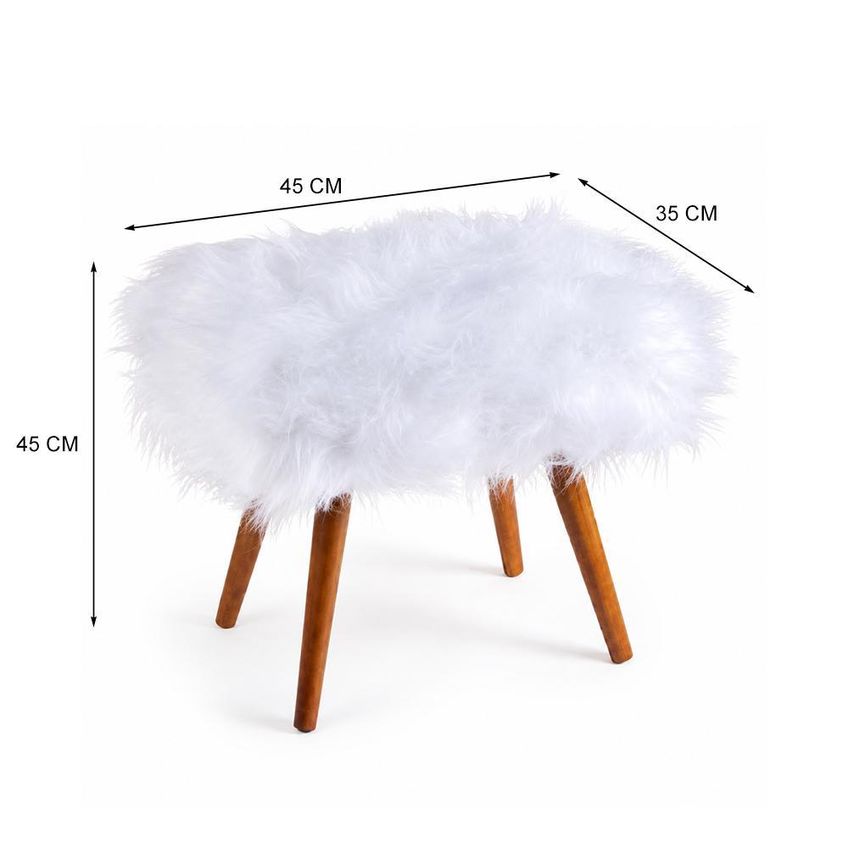 Puff Decorativo Siena Pés Palito Branco - Salaone - imagem 3