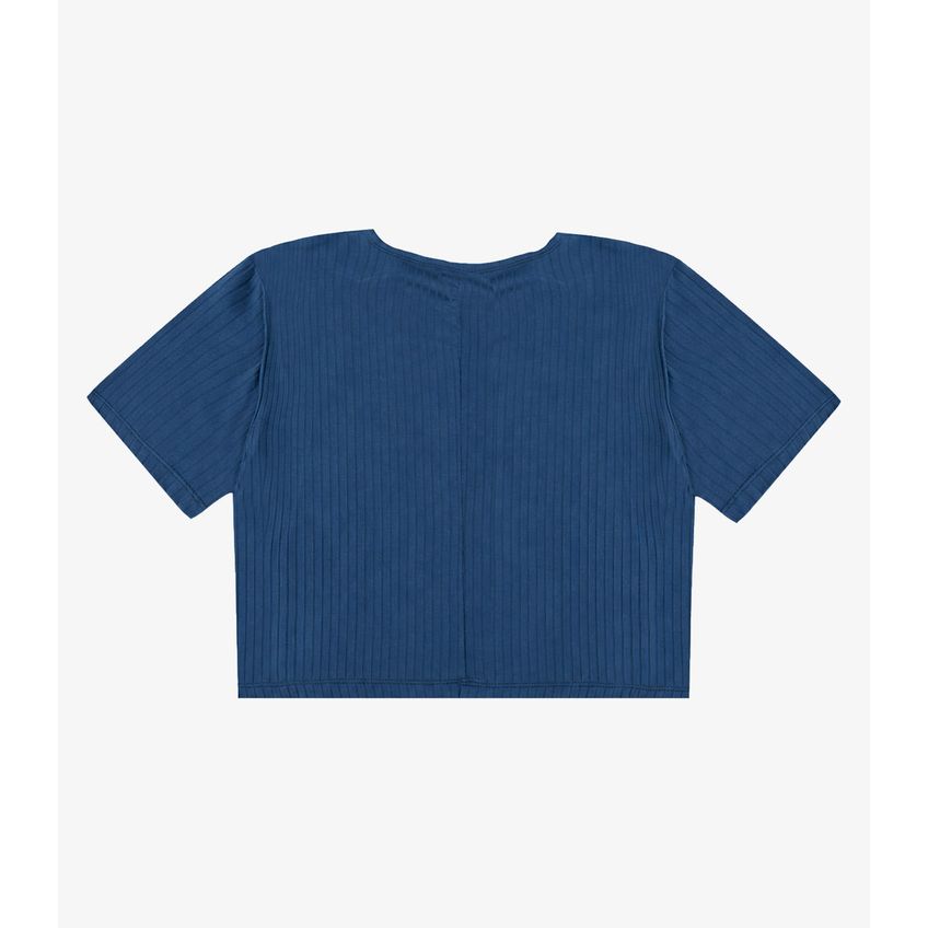 Blusa Feminina Em Ribana Canelada Infinita Cor Azul GG - imagem 5