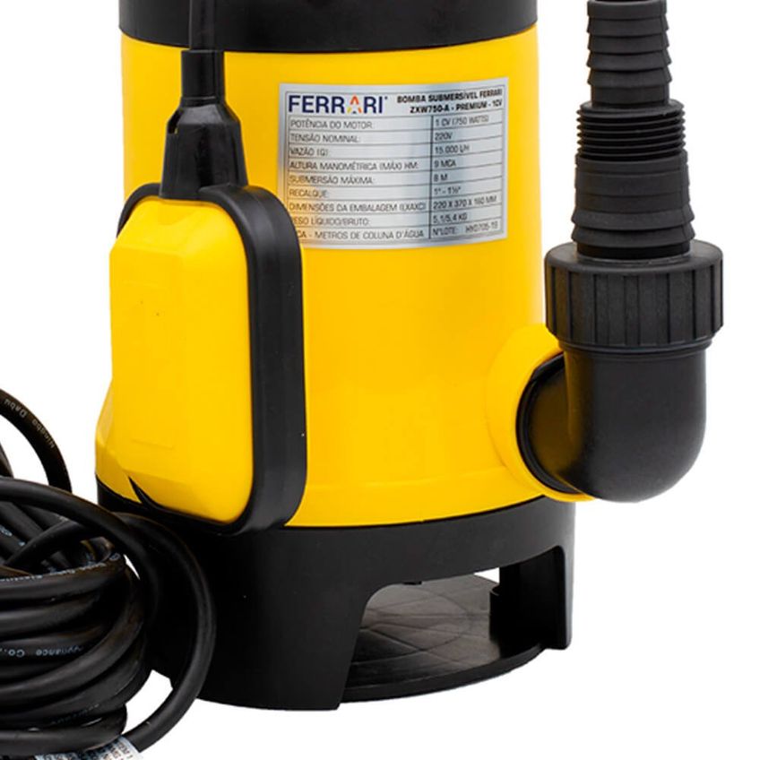 Bomba Submersivel Zxw750a 1cv 220 Volts Ferrari - imagem 3