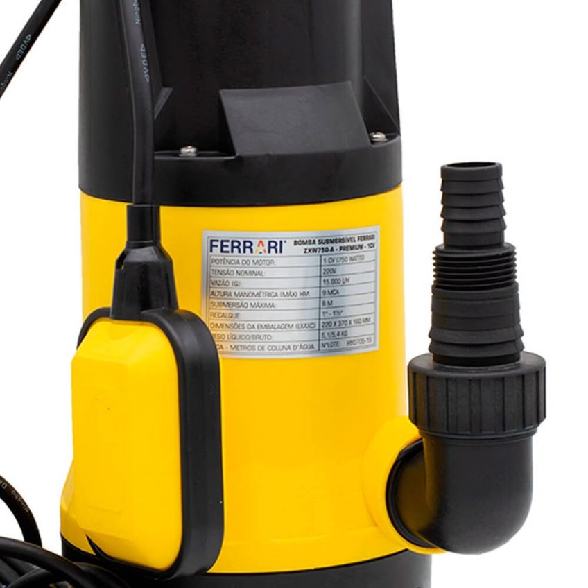Bomba Submersivel Zxw750a 1cv 220 Volts Ferrari - imagem 4