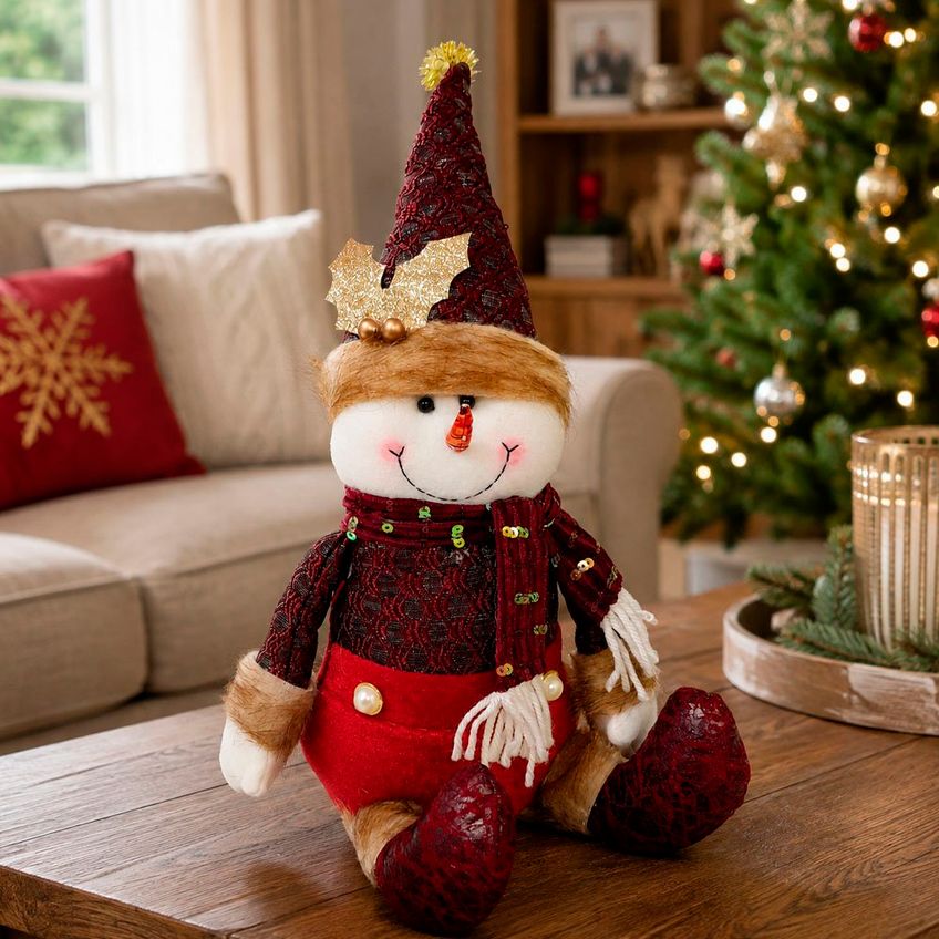 Trio Boneco Natal Papai Noel Neve Rena Sentado Enfeite 40cm - imagem 5