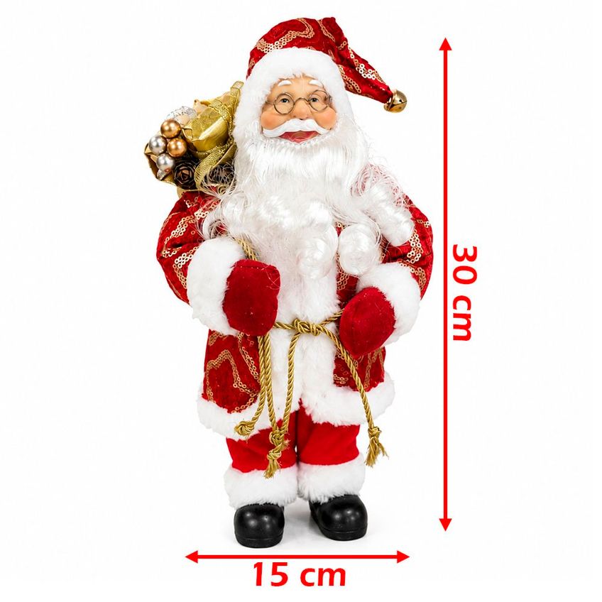 Boneco Papai Noel Tradicional Decoração Saco Presentes 30cm - imagem 5