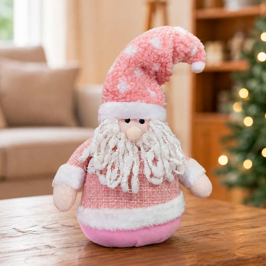 Boneco Papai Noel Rosa Peso Escora Porta Enfeite Natal 30cm - imagem 4