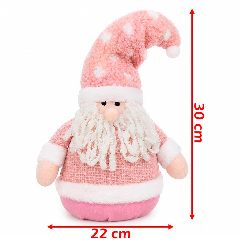 Boneco Papai Noel Rosa Peso Escora Porta Enfeite Natal 30cm - imagem 5