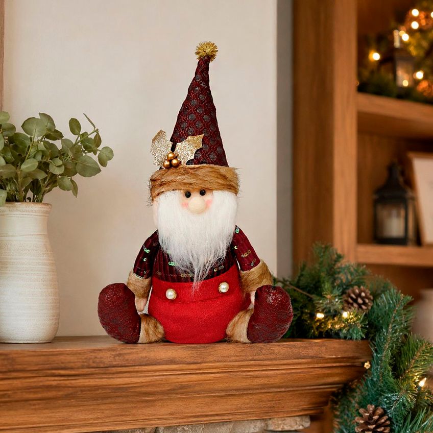 Boneco Papai Noel Sentado Decoração Enfeite Natalino De 40cm - imagem 4