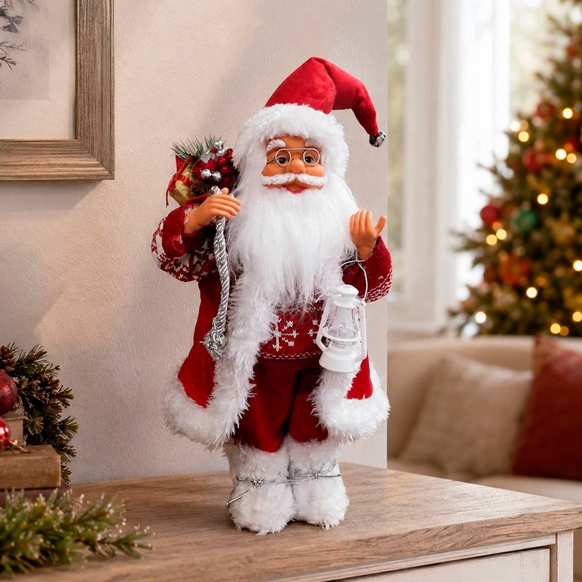 Boneco Papai Noel Tradicional Decoração Saco Presentes 45cm - imagem 3