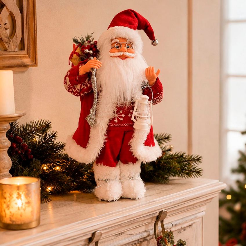 Boneco Papai Noel Tradicional Decoração Saco Presentes 45cm - imagem 4