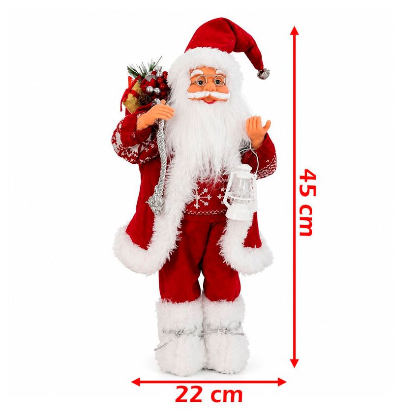 Boneco Papai Noel Tradicional Decoração Saco Presentes 45cm - imagem 5