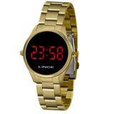 Relogio Feminino Digital LED dourado Mostrador Negativo +NF