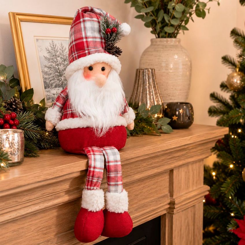 Boneco Papai Noel Pernas Mole Sentado Decoração Natal 50cm - imagem 4