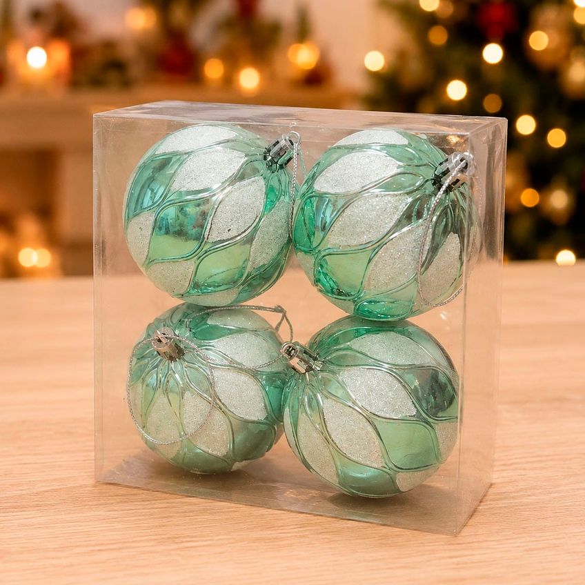 Bola Verde Decoração Pendente Natalino Enfeite 8cm Kit 12pçs - imagem 3