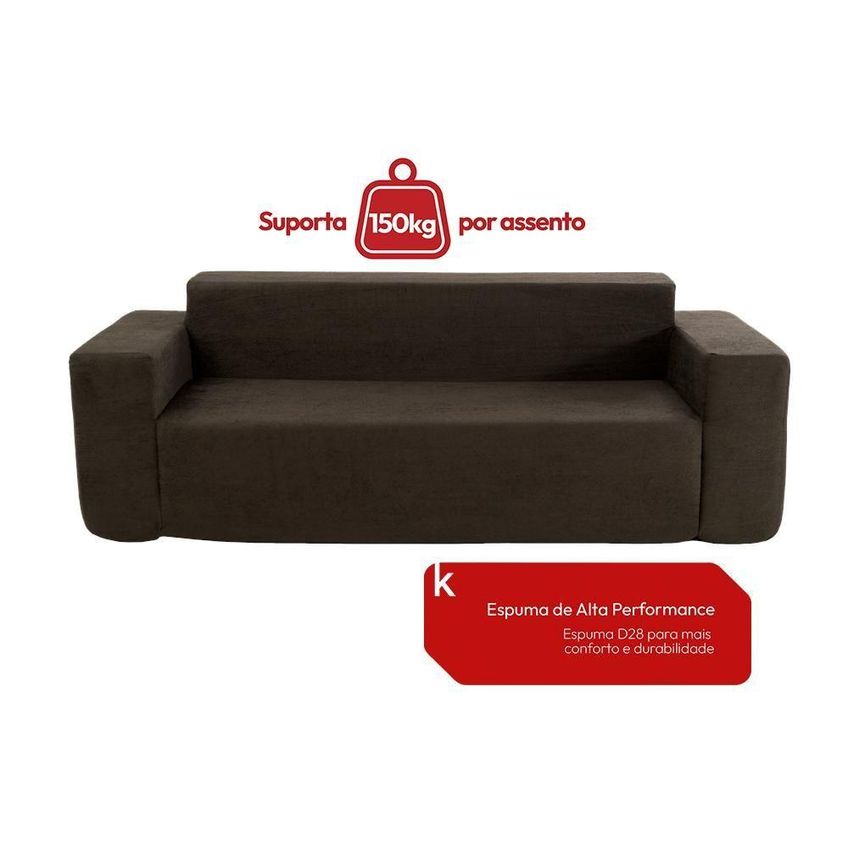 Sofá Sync 3 Lugares 236cm Marrom Boucle Kappesberg D28 150kg - imagem 3