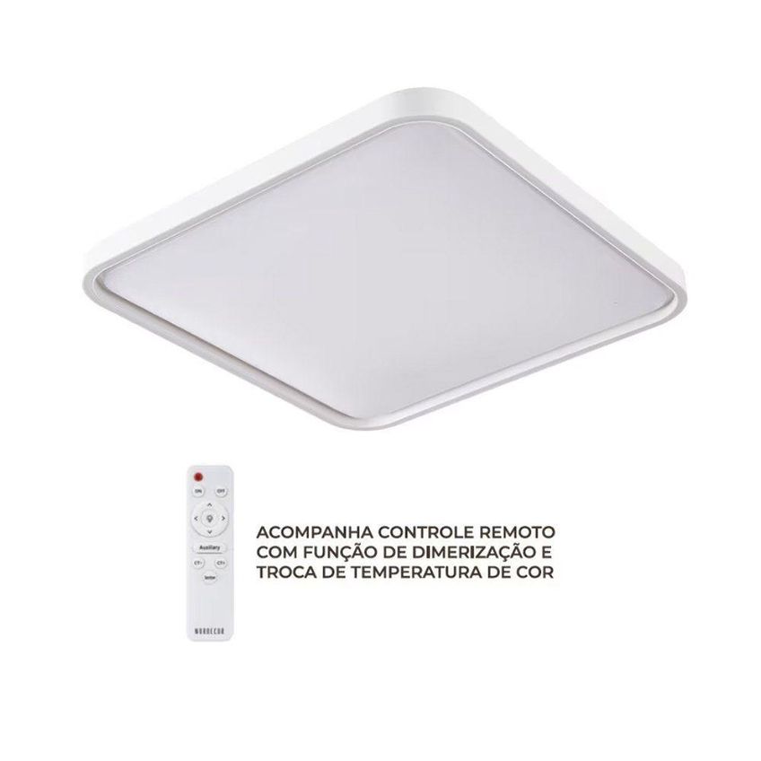 Plafon De Embutir Led Dimerizável Liny 90046 Quadrado Branco Bivolt Nordecor Iluminação - imagem 4