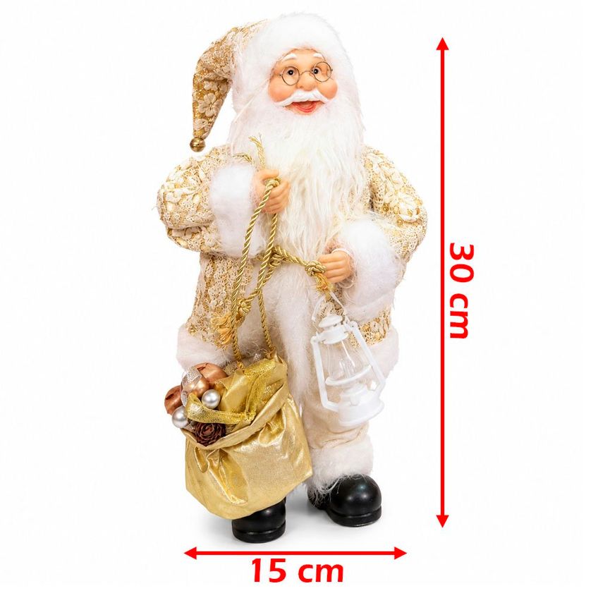 Boneco Papai Noel Decoração Dourado Enfeite Presentes 30cm - imagem 5