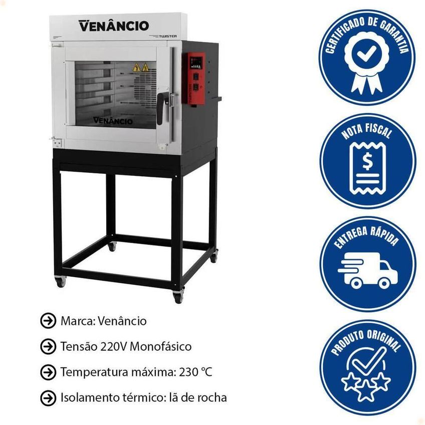 Forno Industrial Turbo Elétrico Venâncio Twister Fvt5e 5 Esteiras Preto 220v - imagem 5