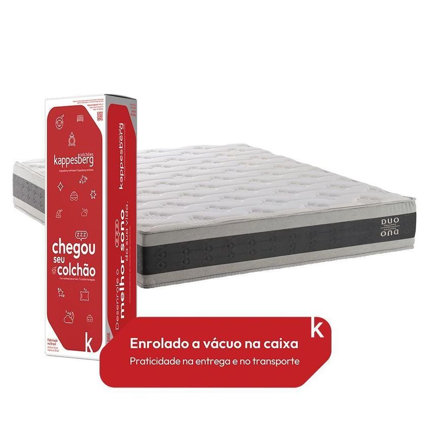 Colchão Casal Mola Ensacada Duo A Vácuo D28 Euro Pillow 138cmx188cm Cinza Kappesberg - imagem 3