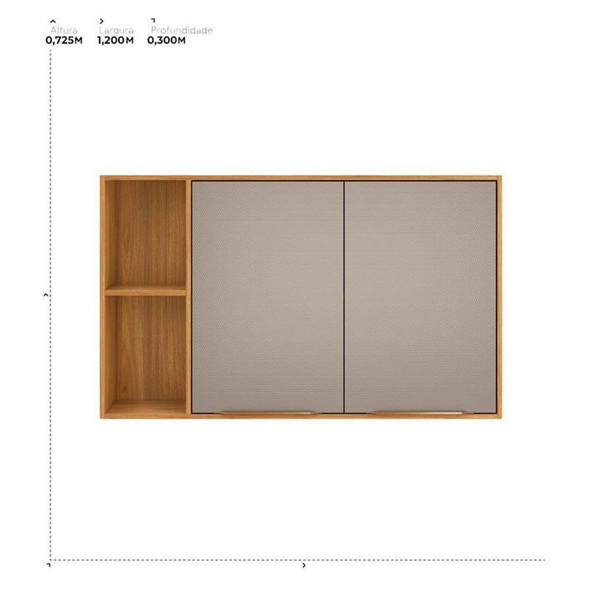 Armário Aéreo Plena 92520 120 Cm 2 Portas Cinamon Nude Prime Tx Demóbile - imagem 4