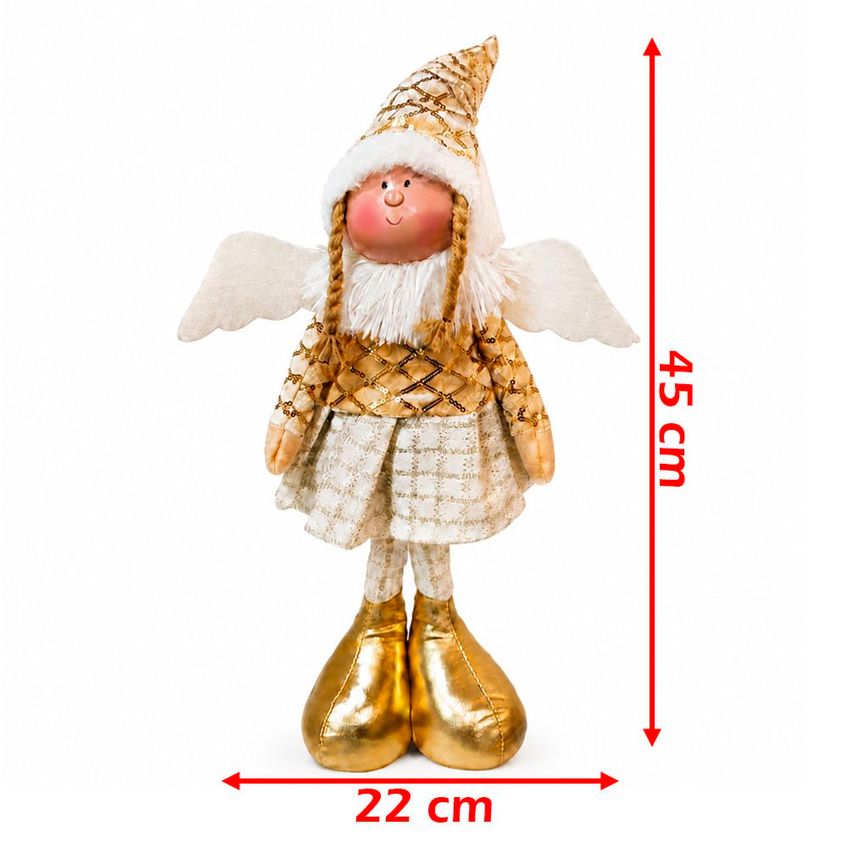 Dupla Boneco Anjo Natal Dourado Vermelho Decorativo De 45cm - imagem 5