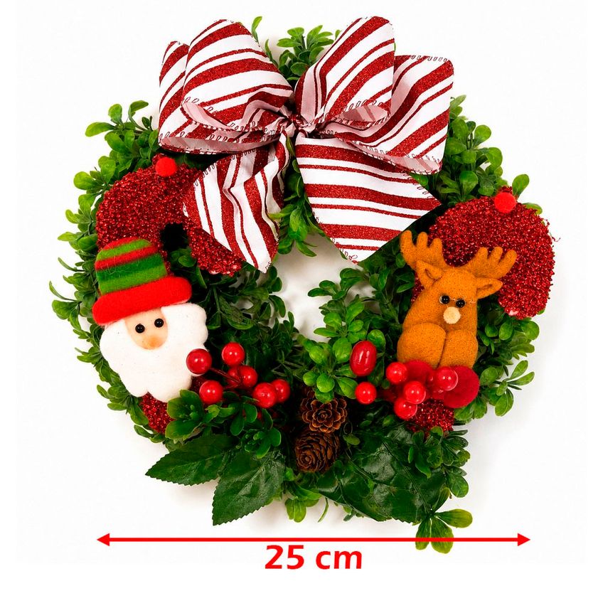 Guirlanda Natal Decoração Laço Enfeite Papai Noel Rena 25cm - imagem 5