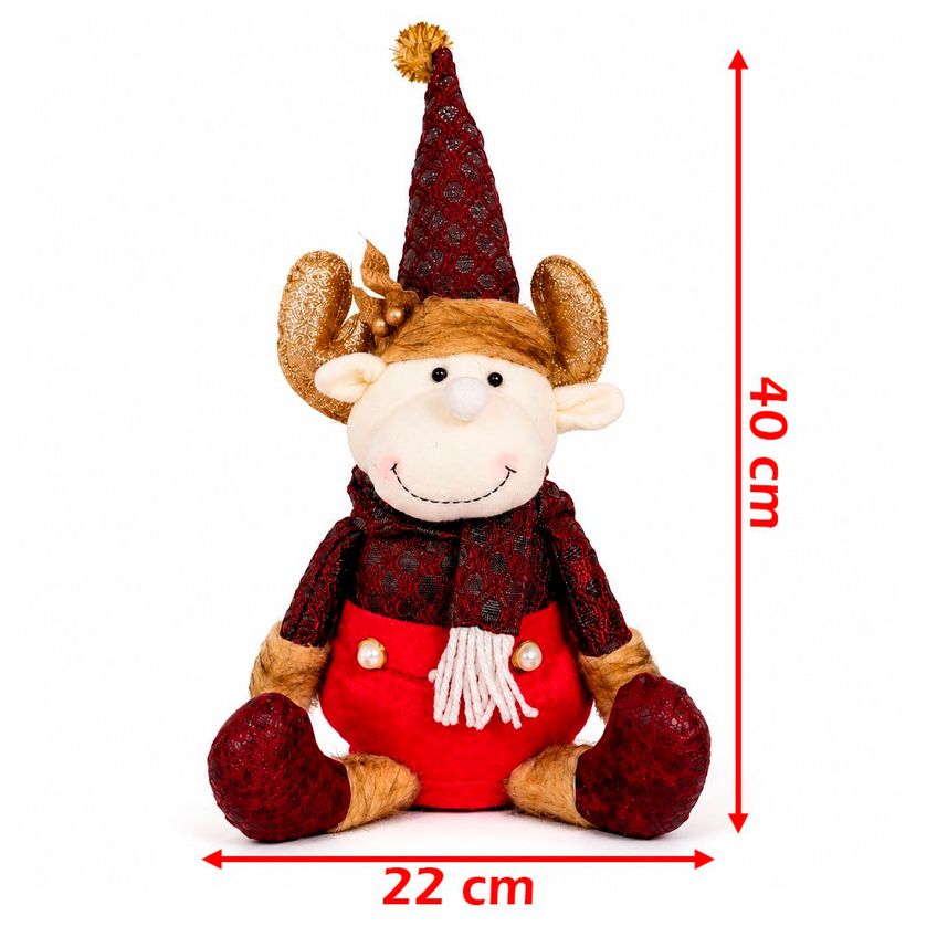Boneco Sentado Rena Natalina Enfeite Pelúcia Decoração 40cm - imagem 5