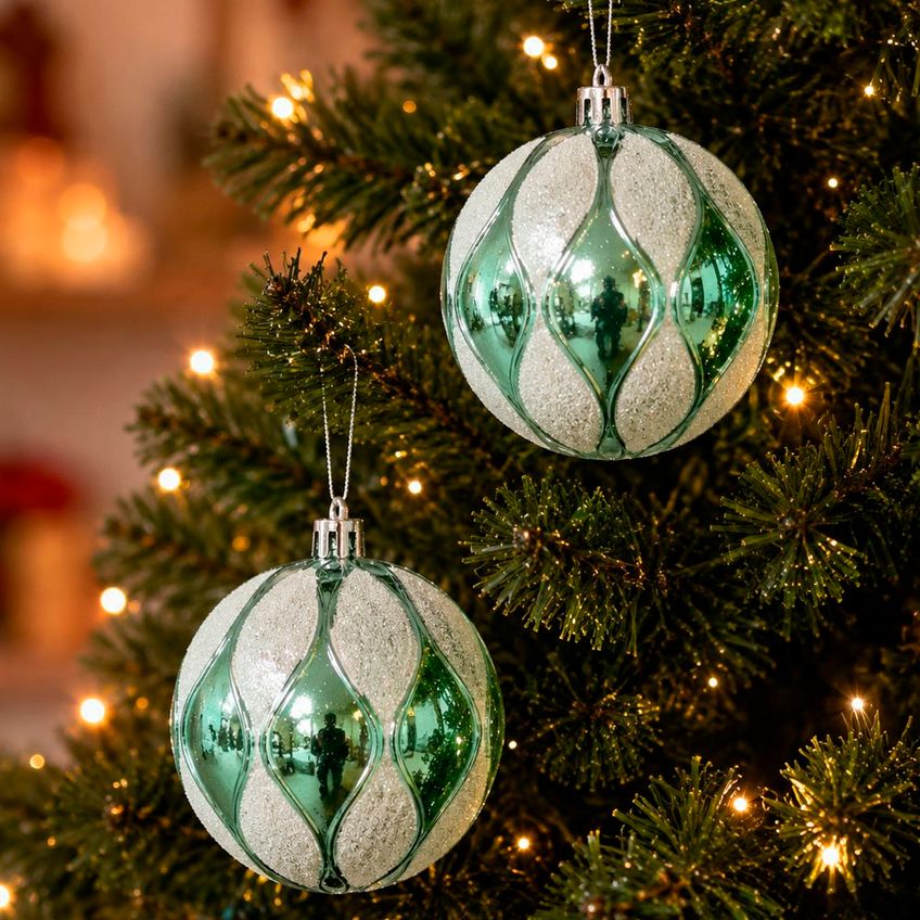 Bola Verde Enfeite Pendente Natalino Decoração 8cm Kit 12pçs - imagem 4