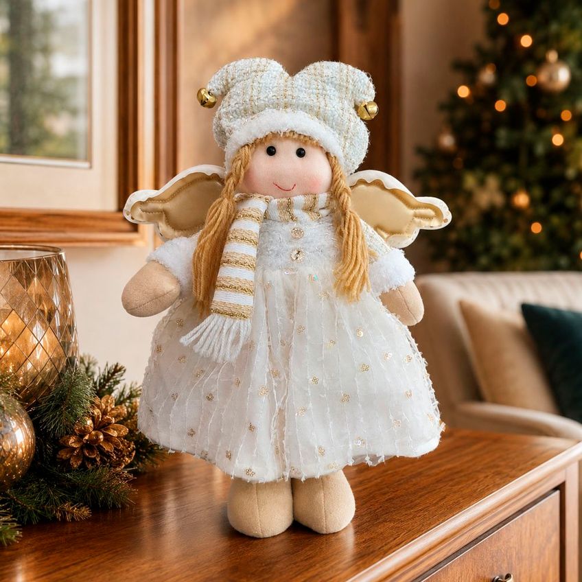 Anjo Natalino Boneca Perna Ajustável Decoração Enfeite 60cm - imagem 2