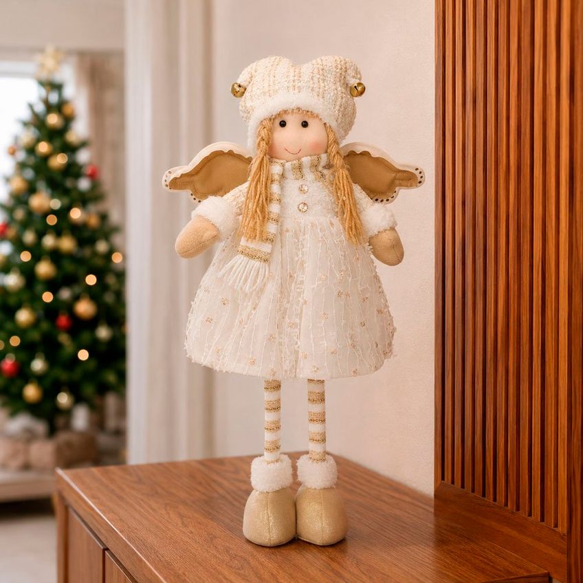 Anjo Natalino Boneca Perna Ajustável Decoração Enfeite 60cm - imagem 3