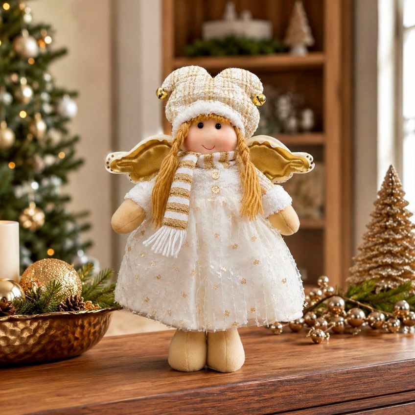 Anjo Natalino Boneca Perna Ajustável Decoração Enfeite 60cm - imagem 4