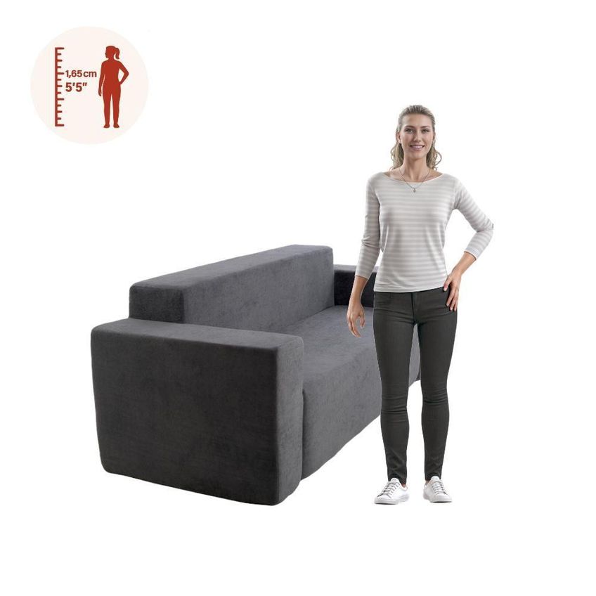 Sofá Sync 3 Lugares 236cm Titânio Boucle Linho Kappesberg Fixo D28 150kg - imagem 3