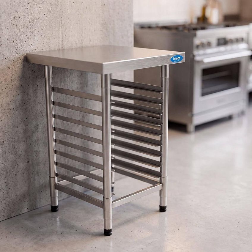 Mesa Em Aço Inox 430 7595 Uso Profissional Com 8 Cantoneiras Sapatas Niveladoras 60x60cm Imeca - imagem 4