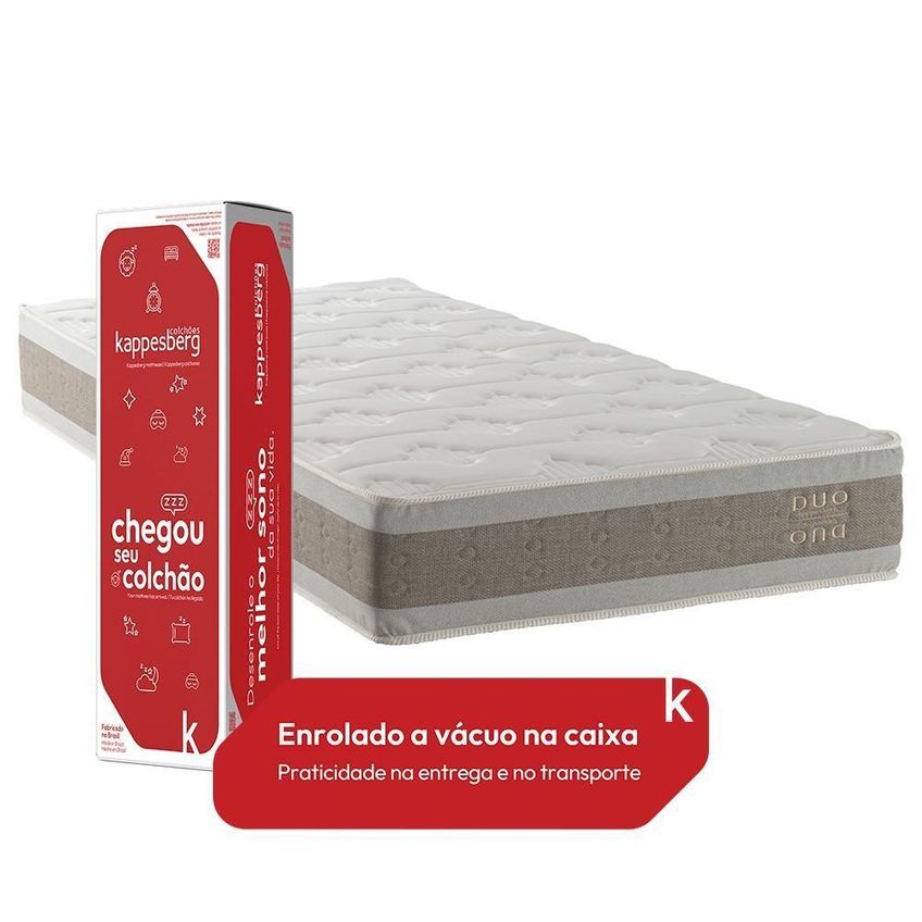 Colchão Solteiro Mola Molas Ensacadas D28 Duo A Vácuo Double Face Euro Pillow 88cmx188cm Cinza - imagem 3