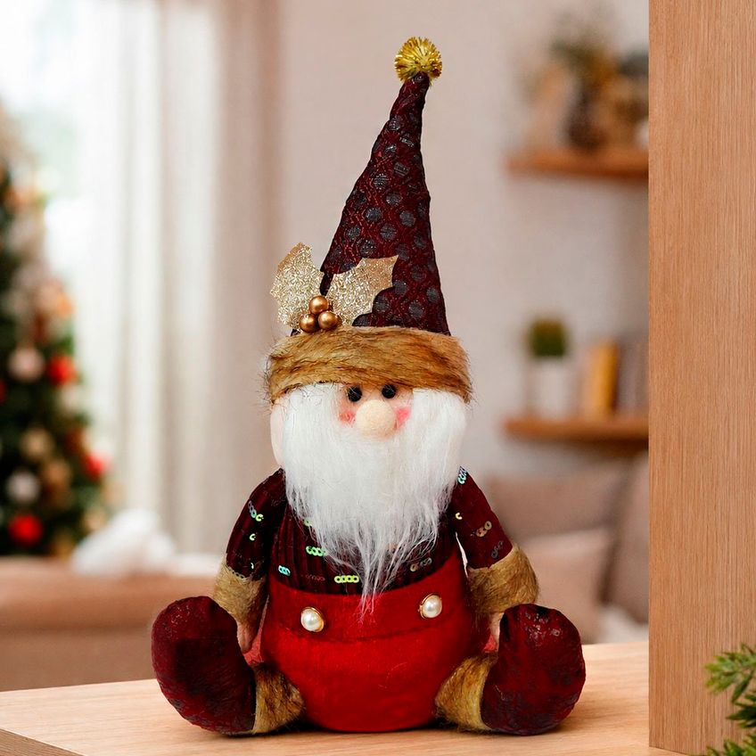 Boneco Papai Noel Sentado Enfeite Decoração Natalino De 40cm - imagem 3