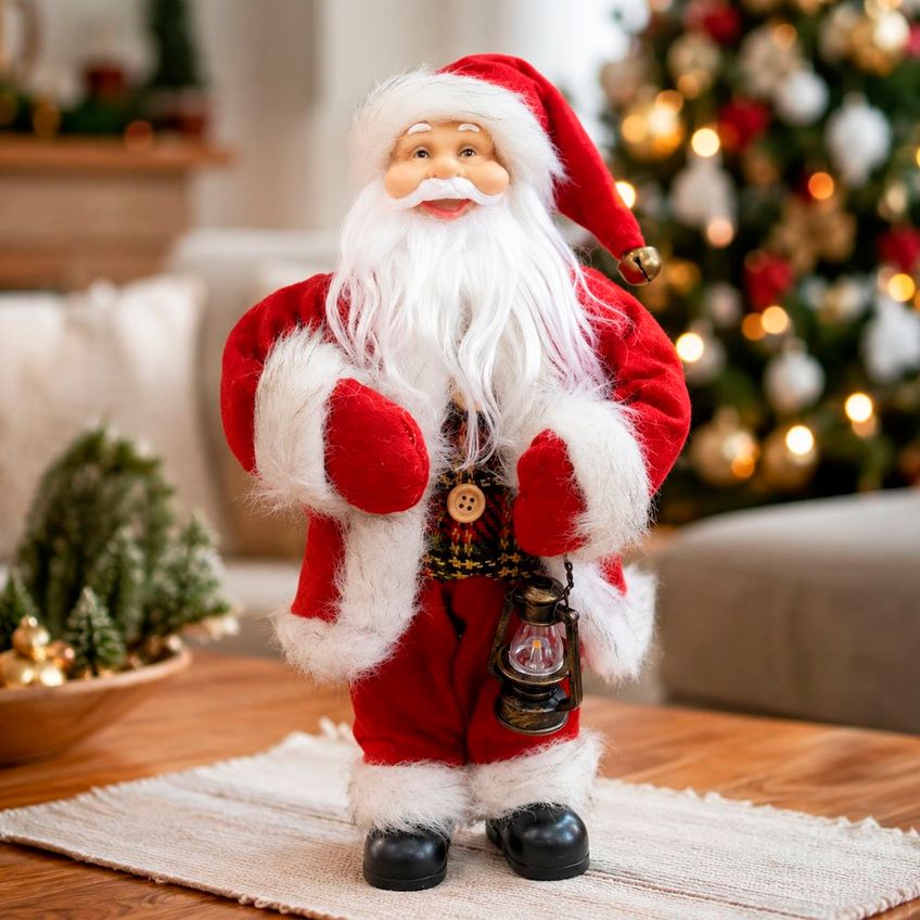 Boneco Papai Noel Tradicional Enfeite Lampião Decoração 30cm - imagem 3