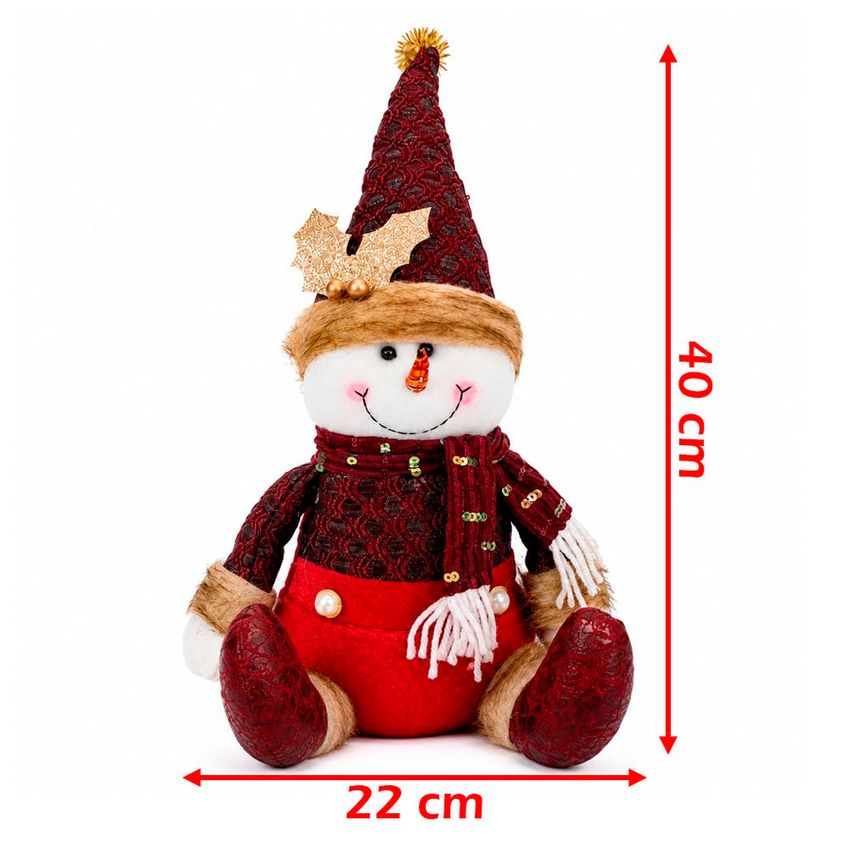 Boneco De Neve Sentado Decoração Natal Enfeite Pelúcia 40cm - imagem 5