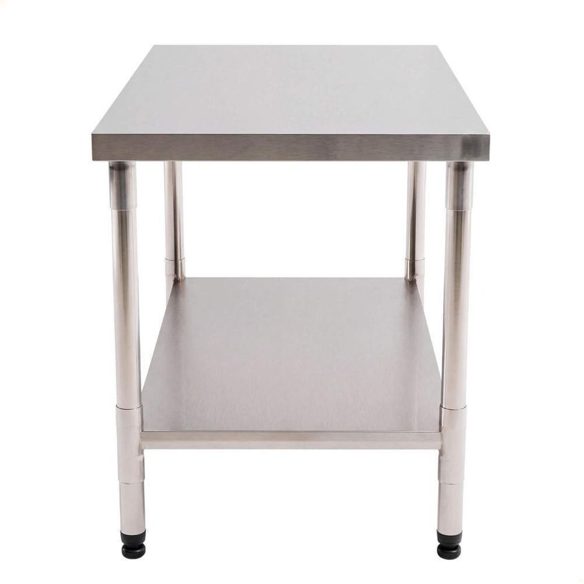 Mesa Com Prateleira Lisa Em Aço Inox 430 7596 Com Sapatas Niveladoras Inox Imeca - imagem 3
