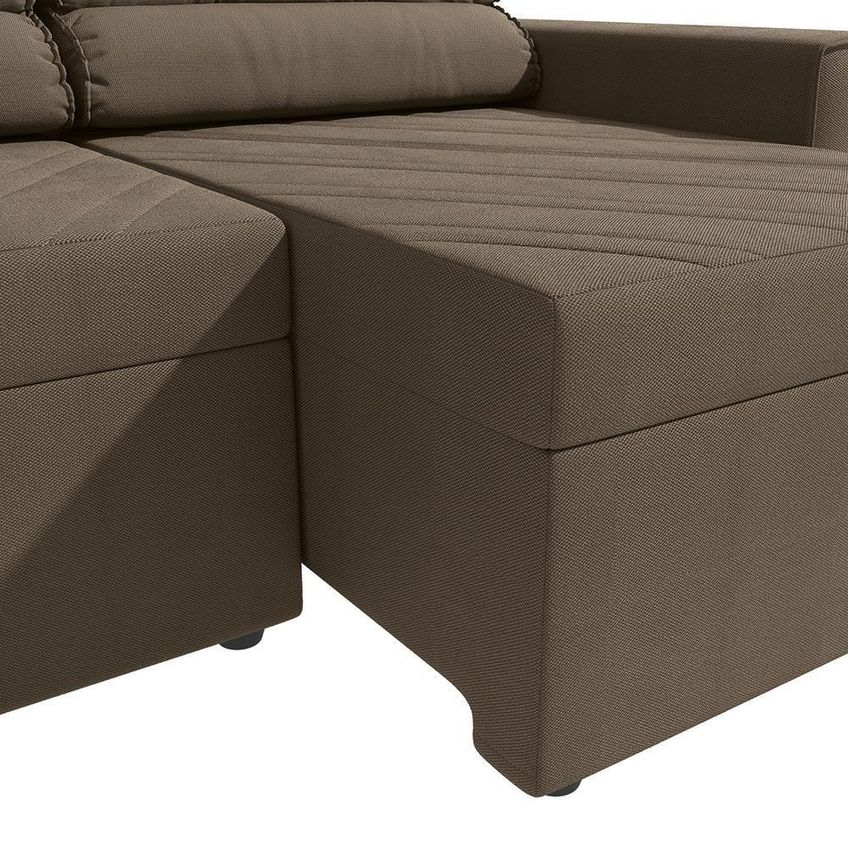 Sofá Domus 2 Lugares Retrátil E Reclinável 208cm Suede Mescla Taupe Kappesberg - imagem 3