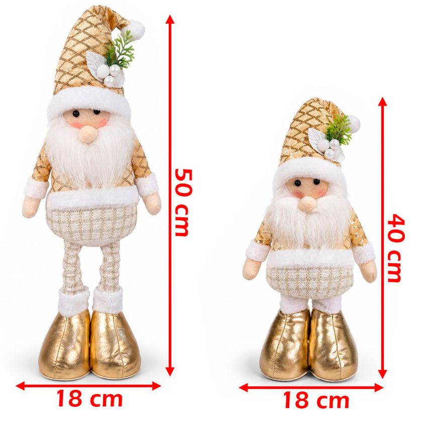 Boneco Papai Noel Dourado Perna Ajustável Enfeite Natal 50cm - imagem 5