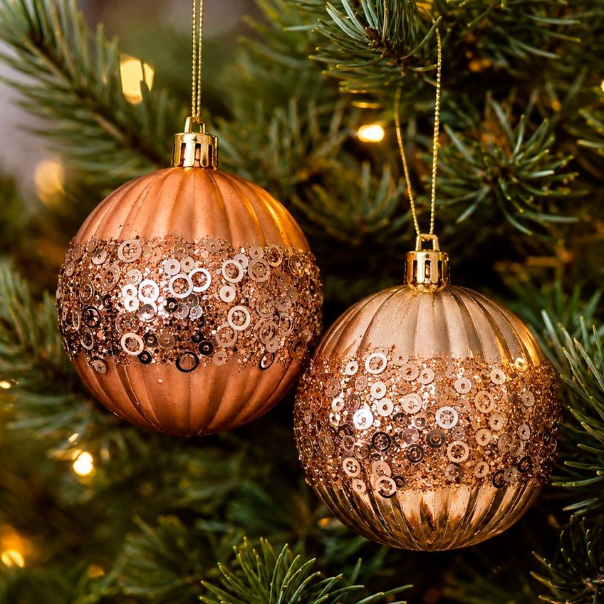 Bola Rose Gold Decoração Árvore Natal Enfeite 8cm Kit 24pçs - imagem 5