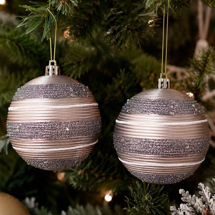 Bola Prateada Enfeite Decoração Árvore De Natal 8cm Kit 24pç - imagem 2