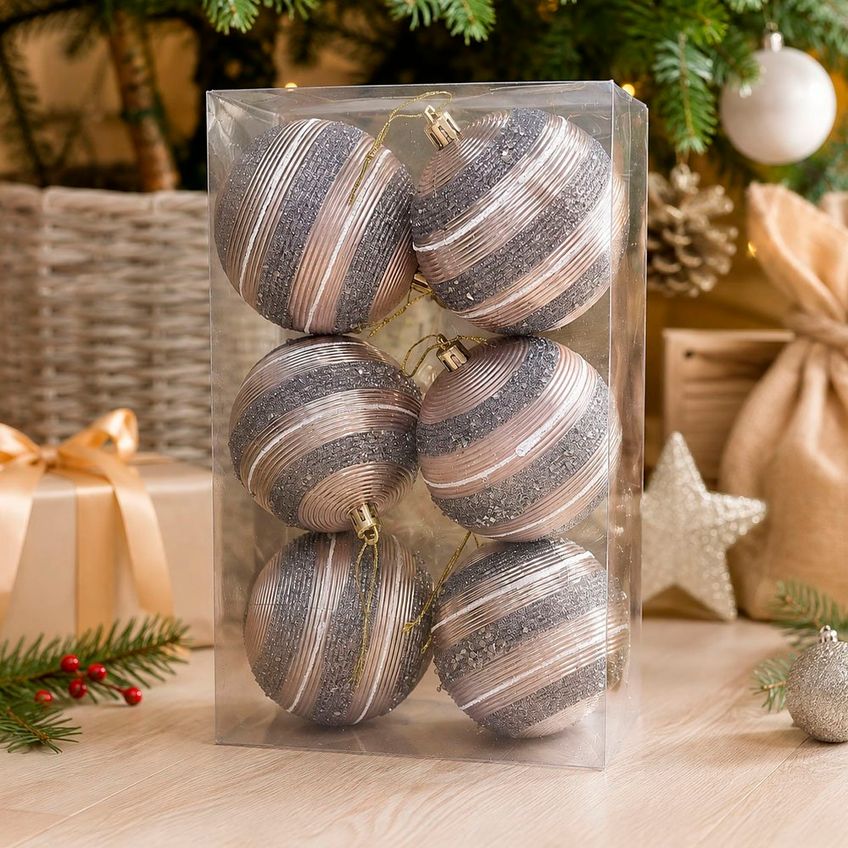 Bola Prateada Enfeite Decoração Árvore De Natal 8cm Kit 24pç - imagem 3
