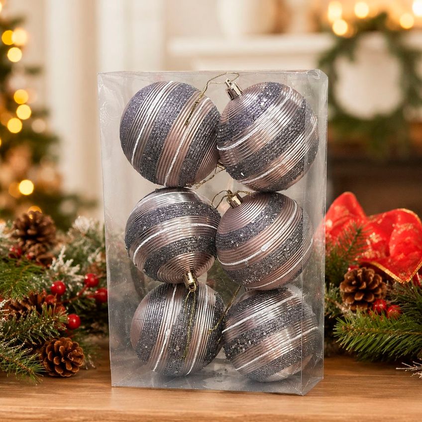 Bola Prateada Enfeite Decoração Árvore De Natal 8cm Kit 24pç - imagem 5
