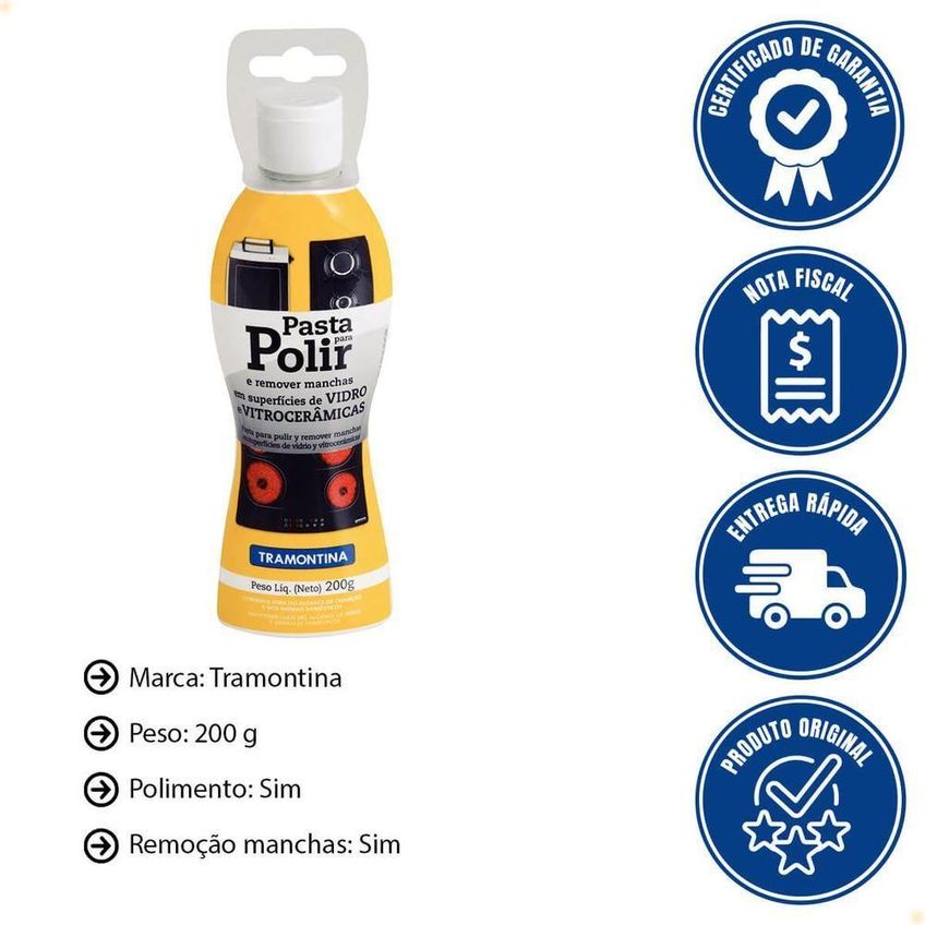 Pasta Para Polimento E Remocao De Manchas Em Vidro Vitroceramico Janelas Boxes Cooktops 200g - imagem 2