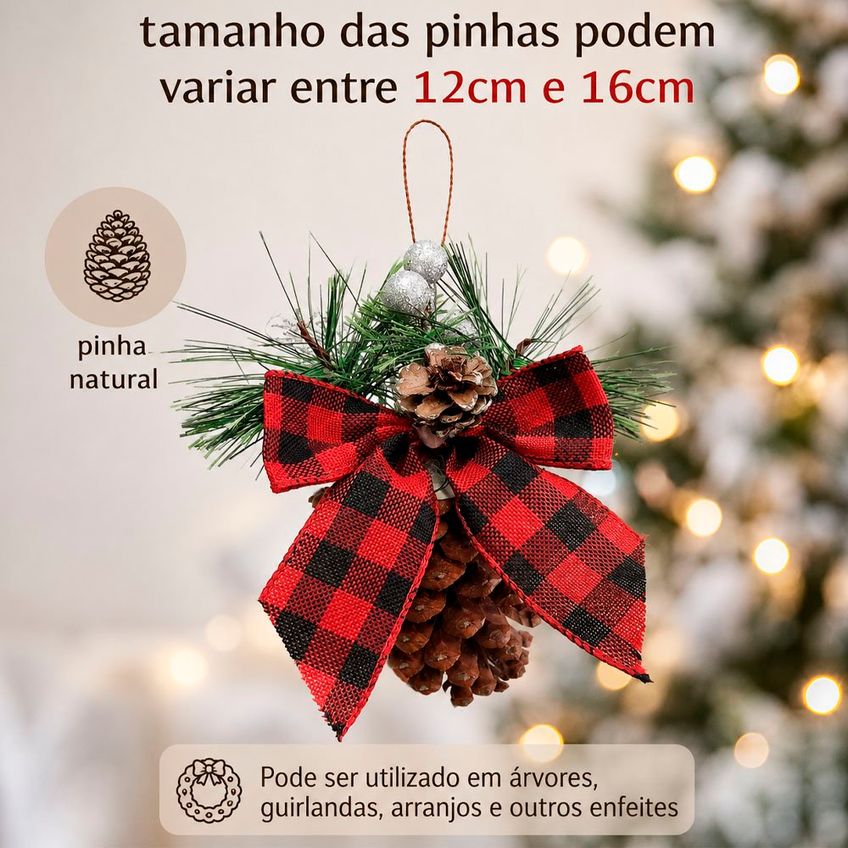 Pendente Pinhas Natural Árvore De Natal Decoração Kit 20pçs - imagem 5