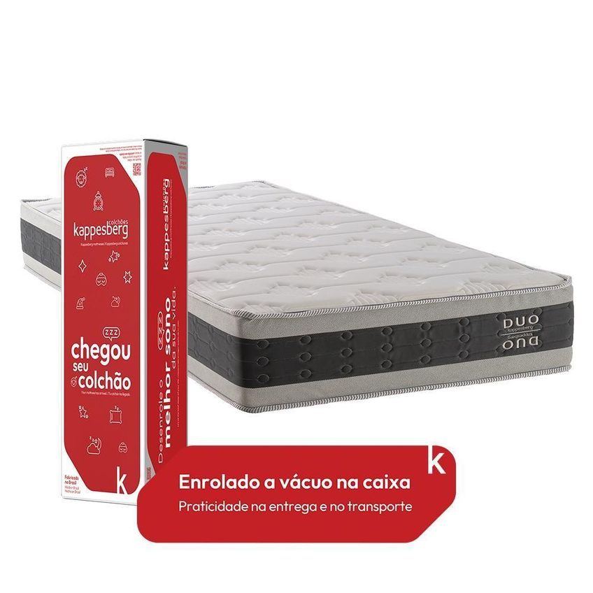 Colchão Solteiro Mola Duo A Vácuo D28 Euro Pillow 88cmx188cm Kappesberg - imagem 4