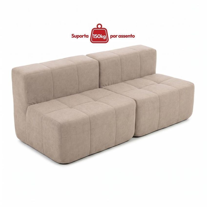 Sofá Modular Sync 2 Lugares 172cm Bege Boucle Capuccino Kappesberg - imagem 4