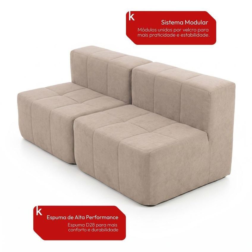 Sofá Modular Sync 2 Lugares 172cm Bege Boucle Capuccino Kappesberg - imagem 5
