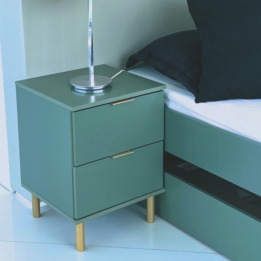 Conjunto De Quarto Cômoda DM-243 6 E Mesa De Cabeceira DM-125 2 MDF MDP Metal Verde Oliva Ditália - imagem 4