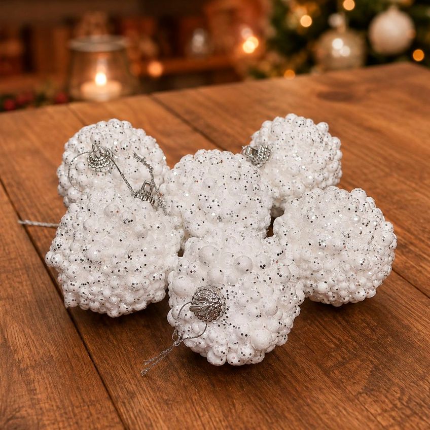 Bola Nevada Branca Decoração Enfeite Natalino 6cm Kit 36pçs - imagem 4